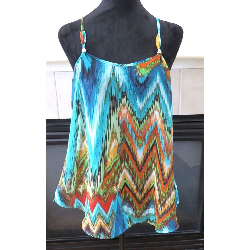 Iz Byer Women's Camisole Tank with gold embellishments on straps  Medium EUC